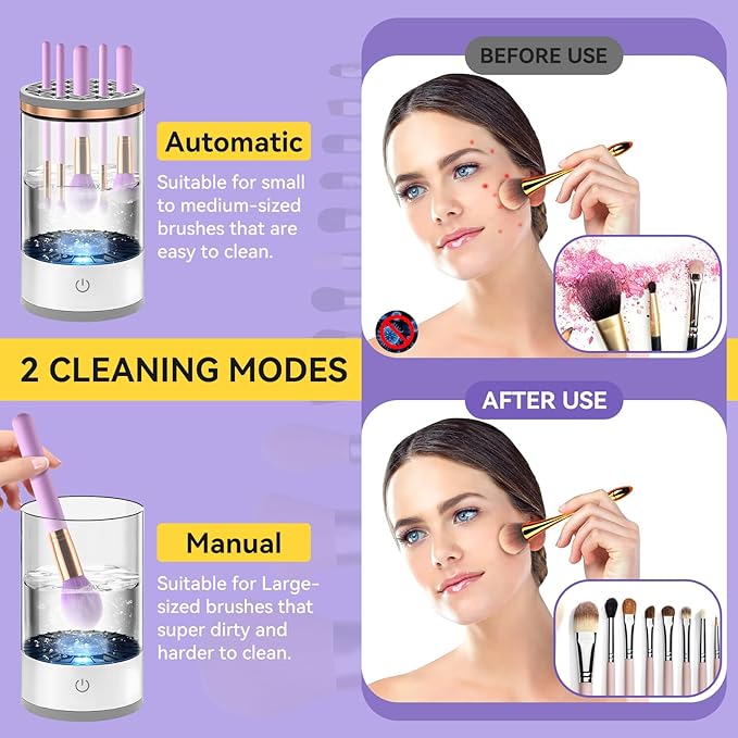 Automatic Electric Makeup Brush Cleaner Rechargeable Cleaning Quick Dry Tool